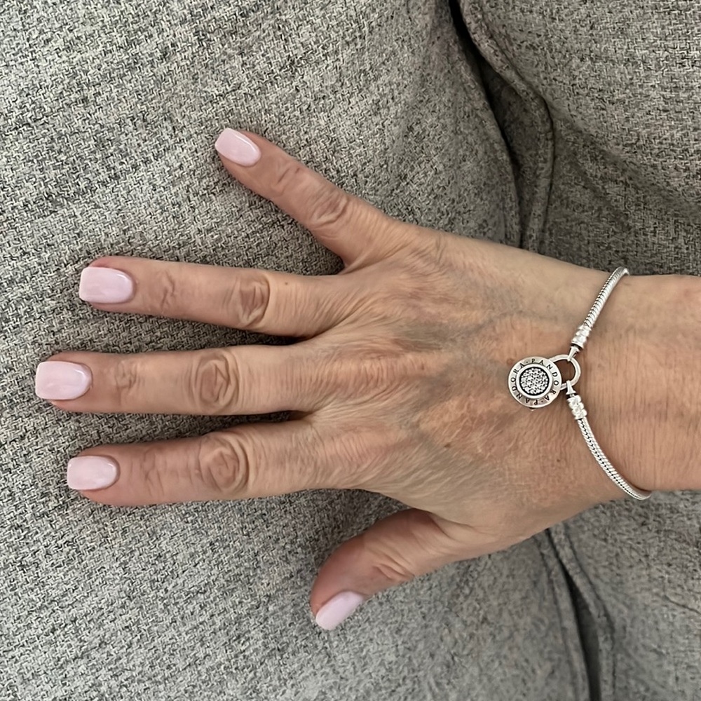 Authentic Pandora Snake Chain Locket Pave Bracelet